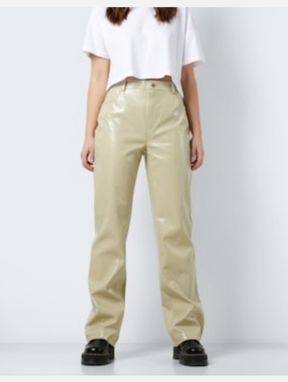 Noisy May Eucalyptus Faux-Leather Pants Size Medium